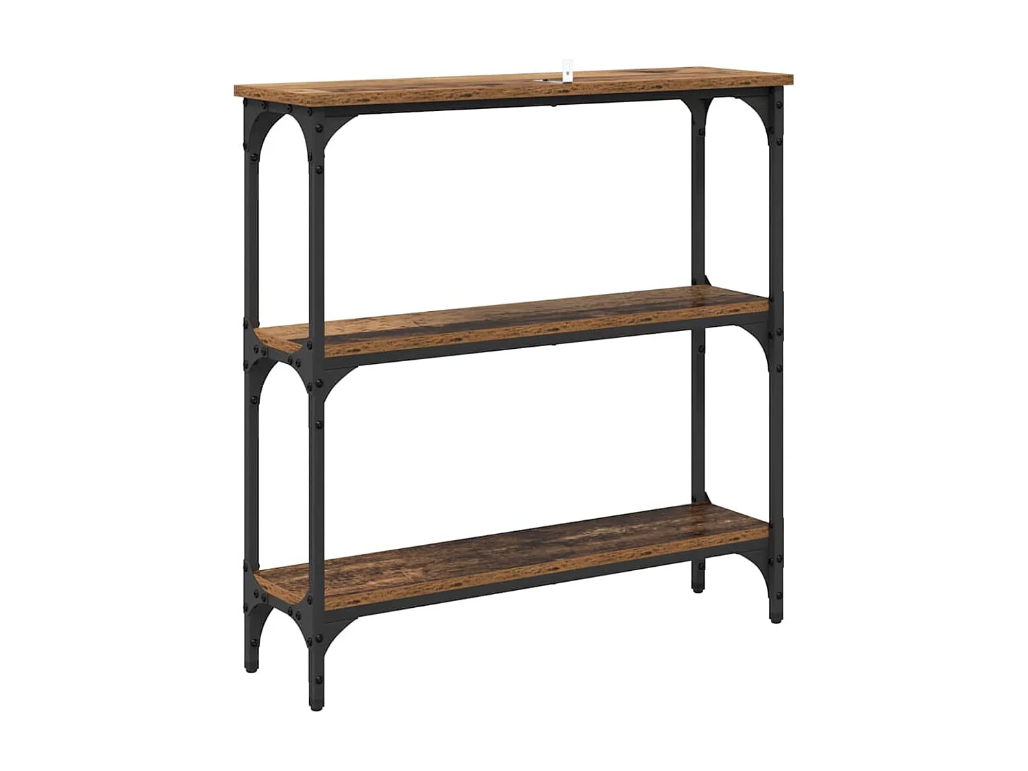 Consoletafel met plank Antiek hout 75 x 22,5 x 75 cm