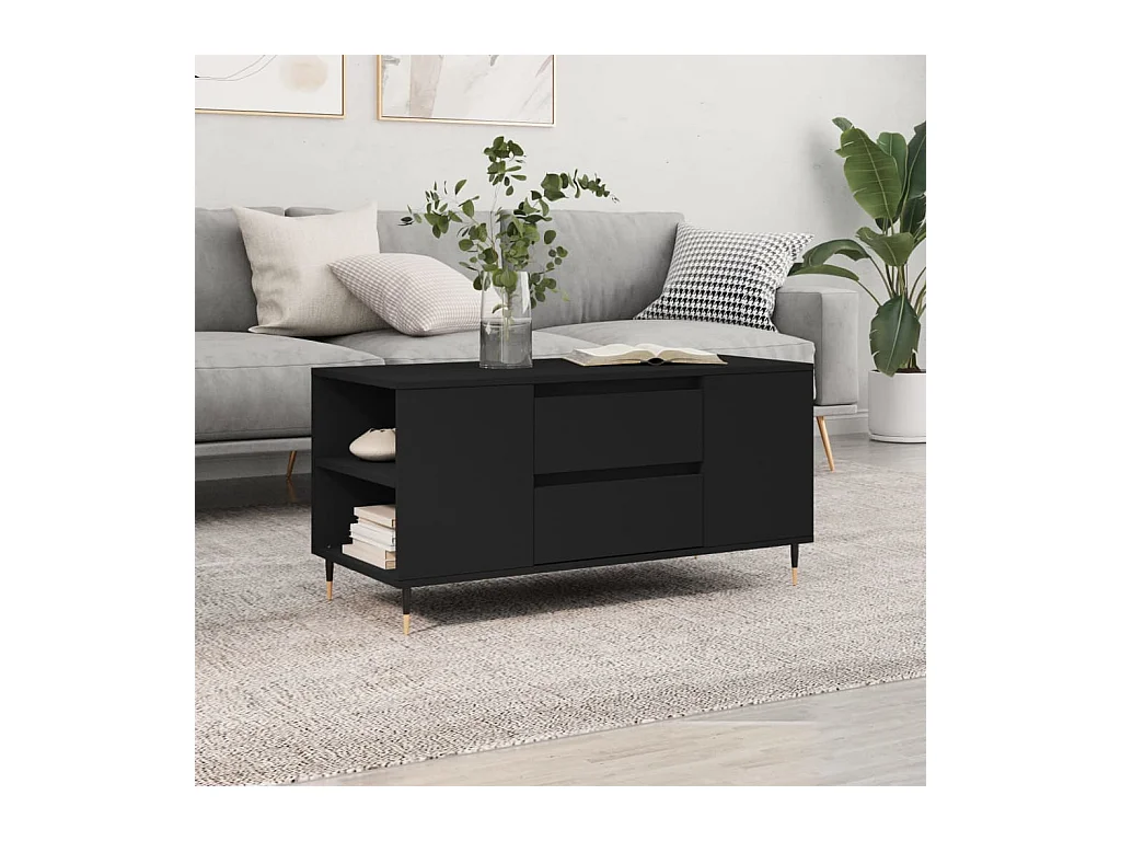 Zwarte salontafel 102x44,5x50 cm bewerkt hout