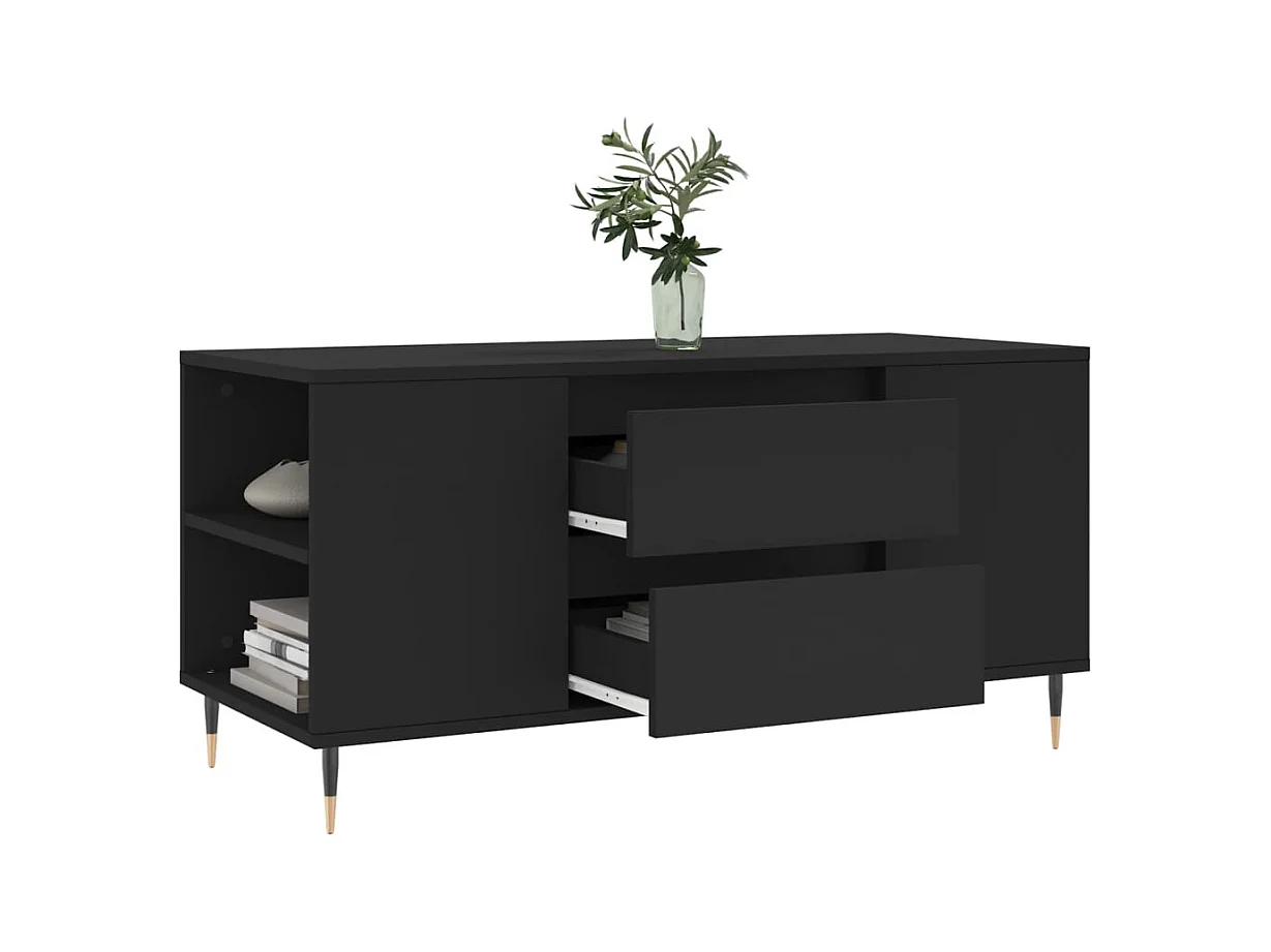 Zwarte salontafel 102x44,5x50 cm bewerkt hout