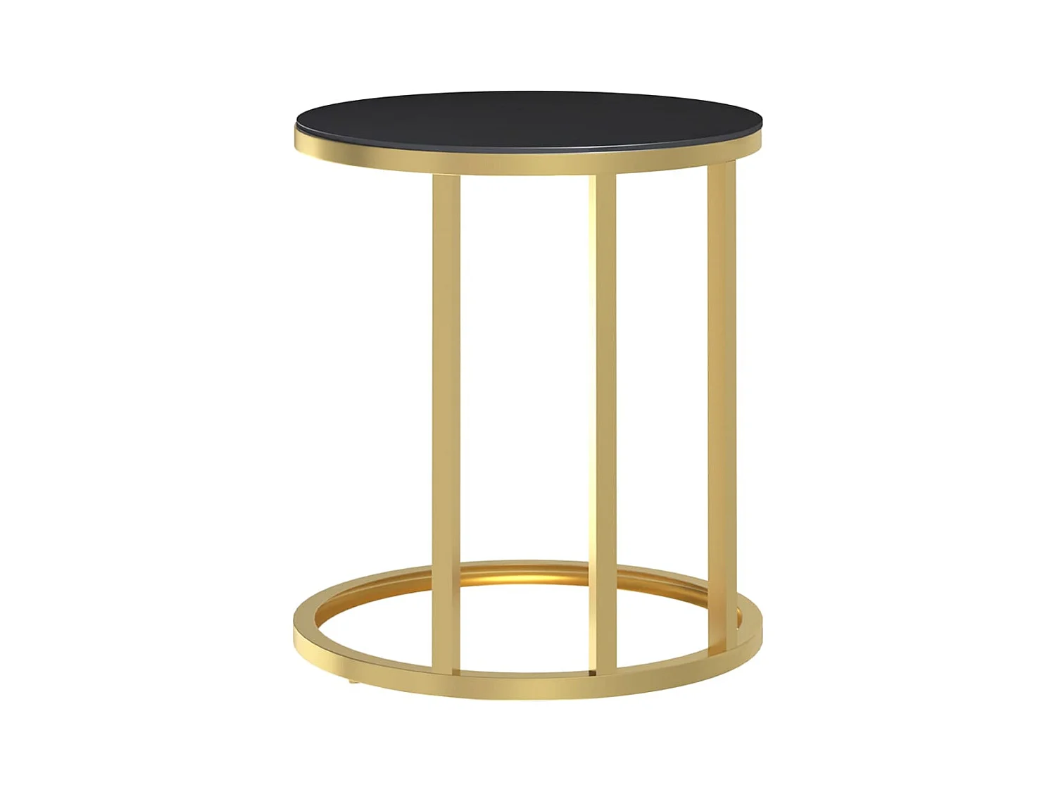 Tavolino laterale oro e nero 45 cm Vetro temperato