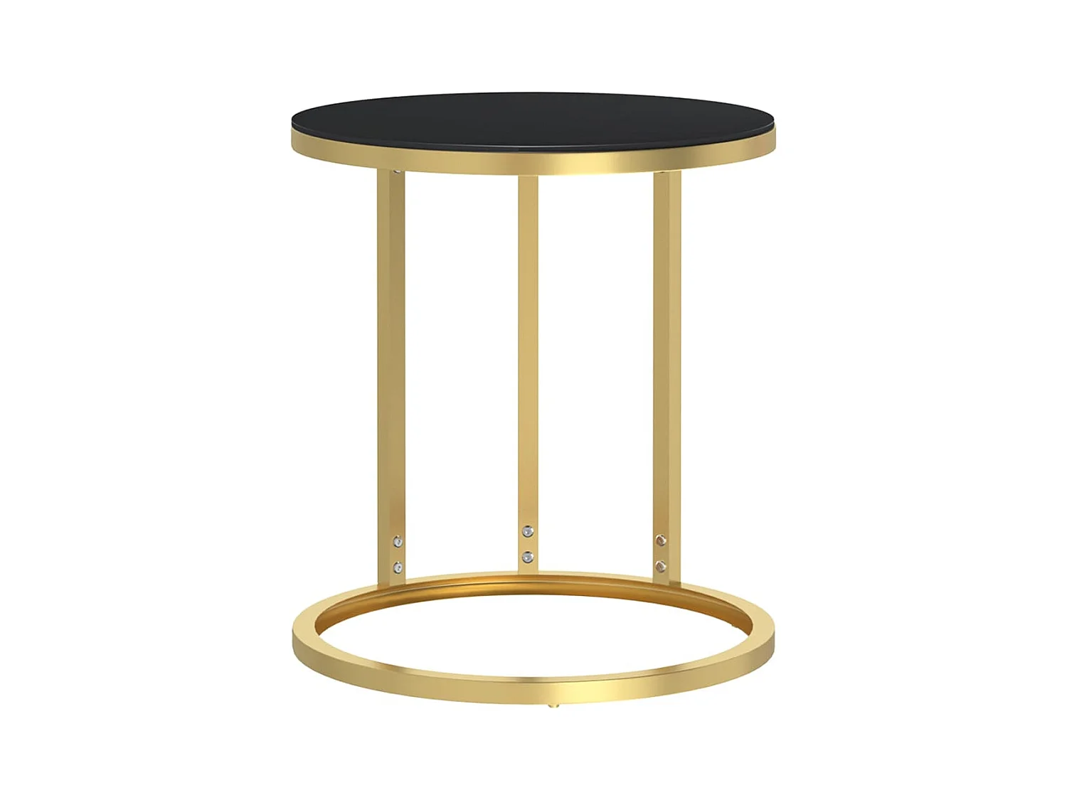 Goud en zwarte bijzettafel 45 cm Gehard glas