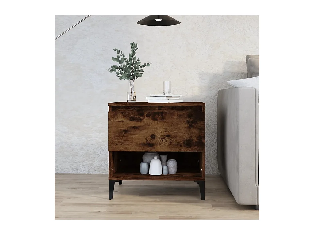 Gerookte Eiken Bijzettafel 50x46x50 cm Bewerkt Hout