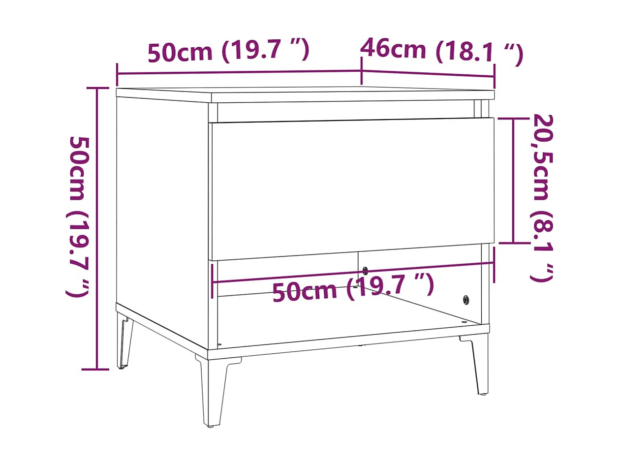 Gerookte Eiken Bijzettafel 50x46x50 cm Bewerkt Hout