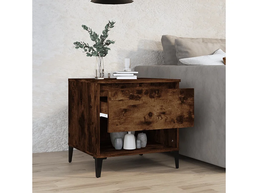 Tavolino laterale in rovere affumicato 50x46x50 cm in legno ingegnerizzato