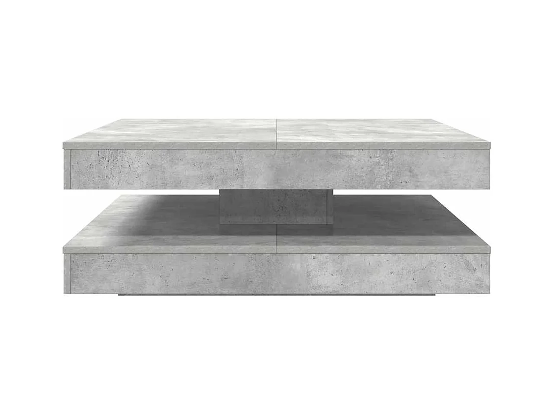 Table basse rotative à 360 degrés gris béton 90x90x34,5 cm