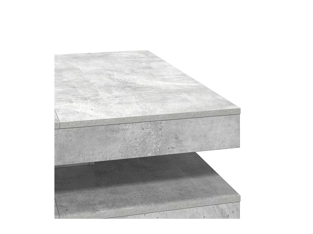 Table basse rotative à 360 degrés gris béton 90x90x34,5 cm