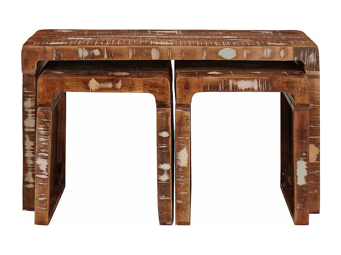 Tables gigognes 3 pcs bois de récupération massif