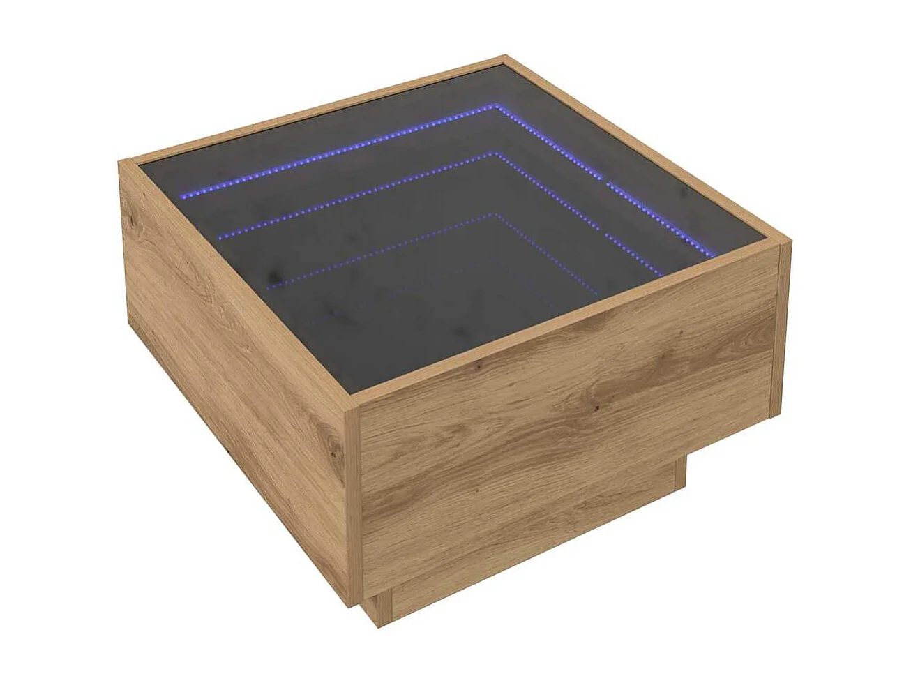 Tavolino da caffè in rovere fatto a mano 50 x 50 x 30 cm Legno ingegnerizzato