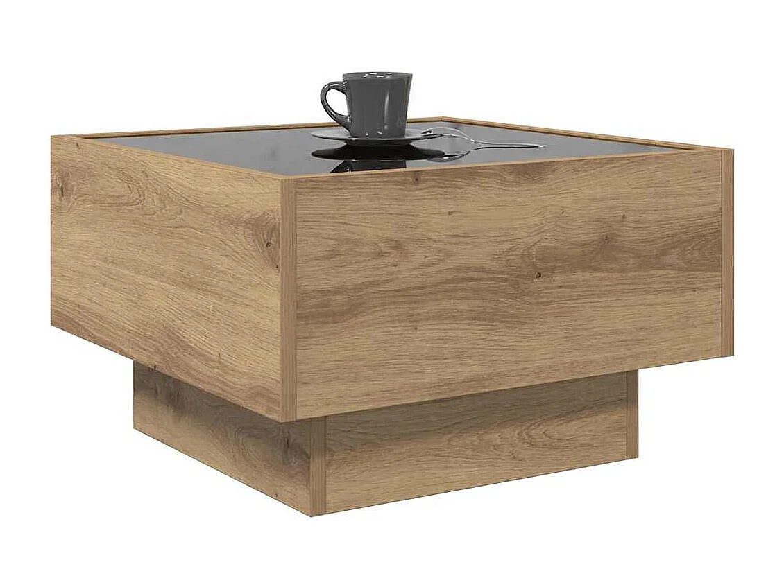 Tavolino da caffè in rovere fatto a mano 50 x 50 x 30 cm Legno ingegnerizzato