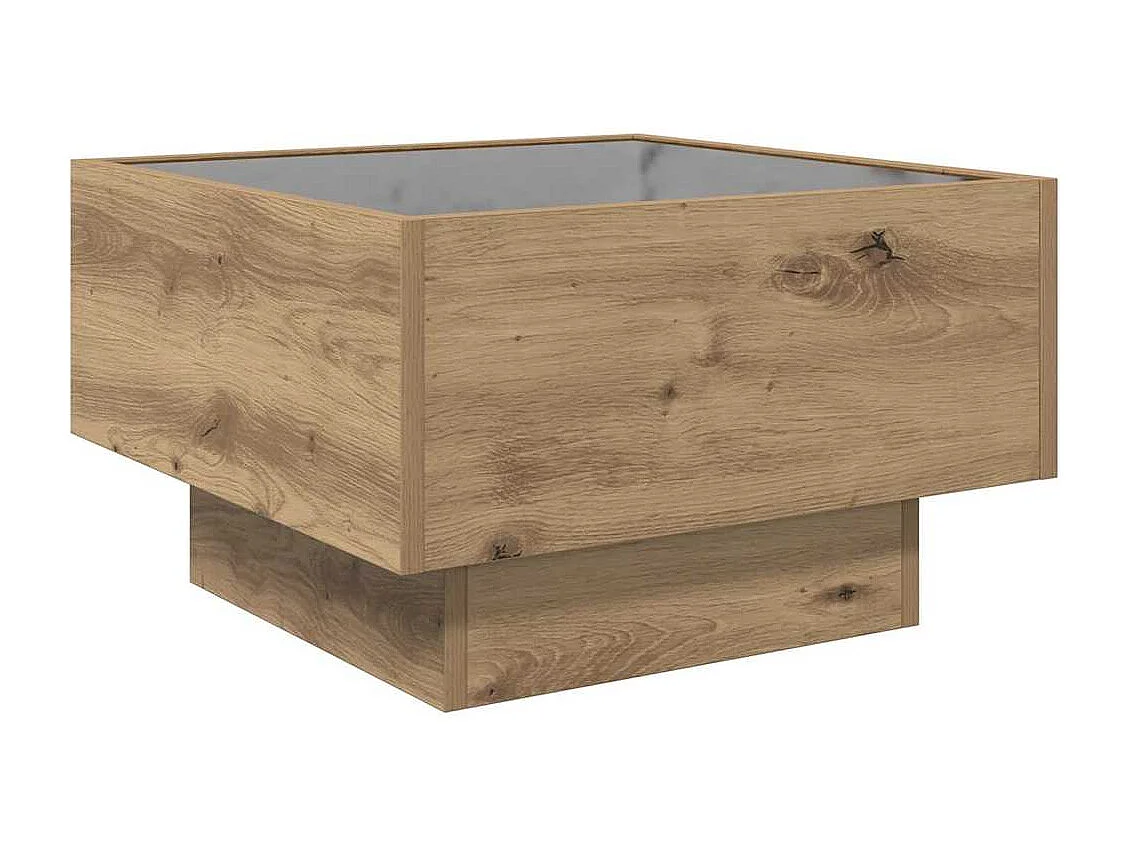 Tavolino da caffè in rovere fatto a mano 50 x 50 x 30 cm Legno ingegnerizzato
