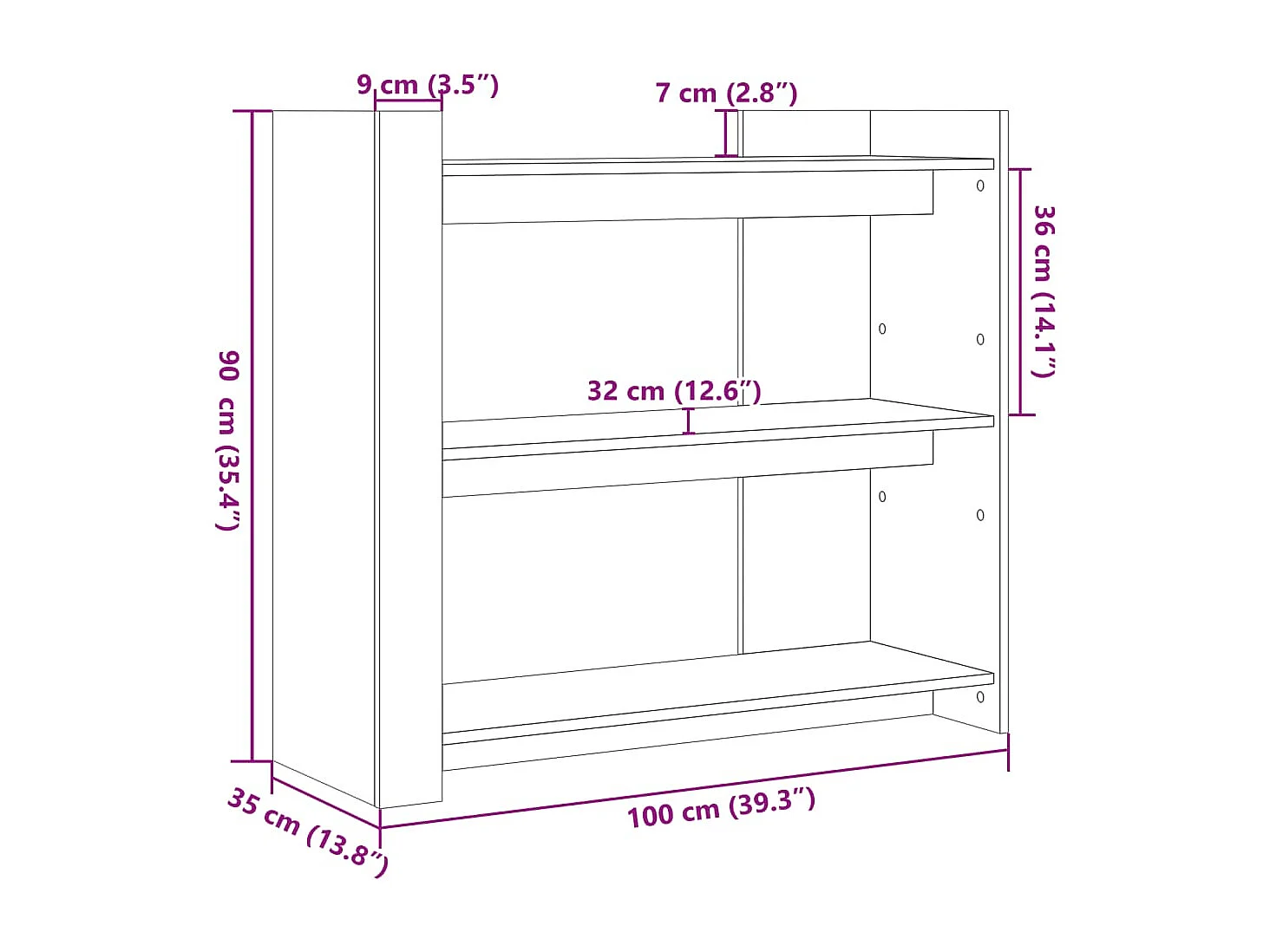 Sonoma consoletafel grijs 100x35x90 cm bewerkt hout
