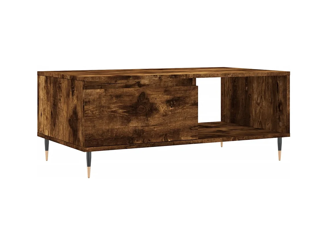 Gerookte eiken salontafel 90x50x36,5 cm bewerkt hout