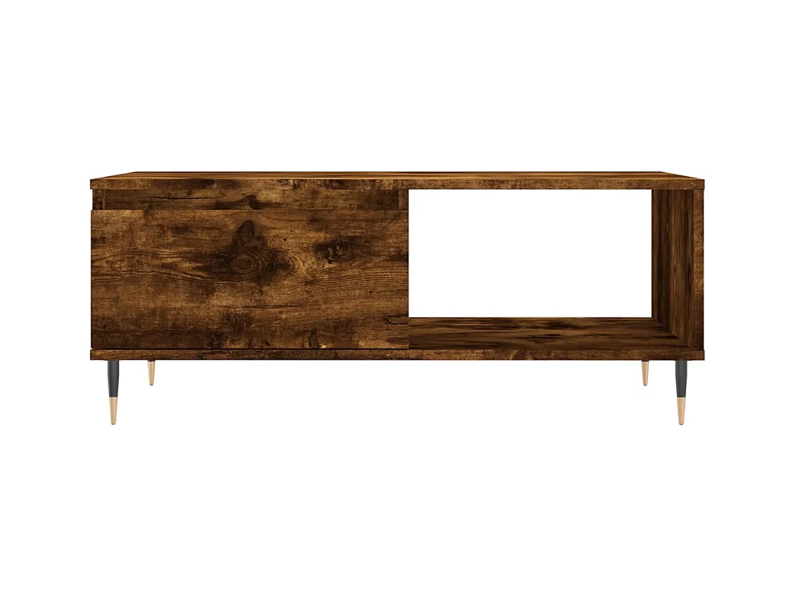 Gerookte eiken salontafel 90x50x36,5 cm bewerkt hout