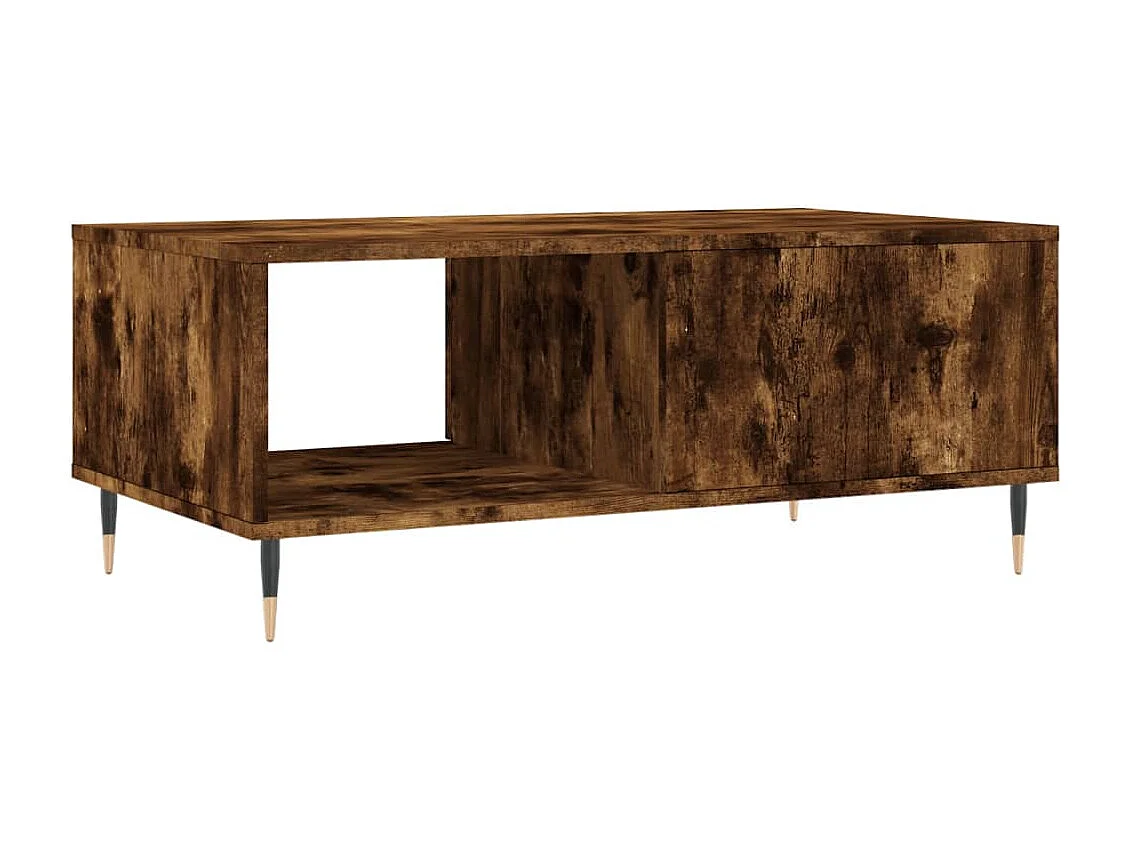 Gerookte eiken salontafel 90x50x36,5 cm bewerkt hout