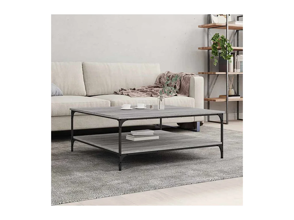 Tavolino Sonoma grigio 100x100x40 cm in legno ingegnerizzato