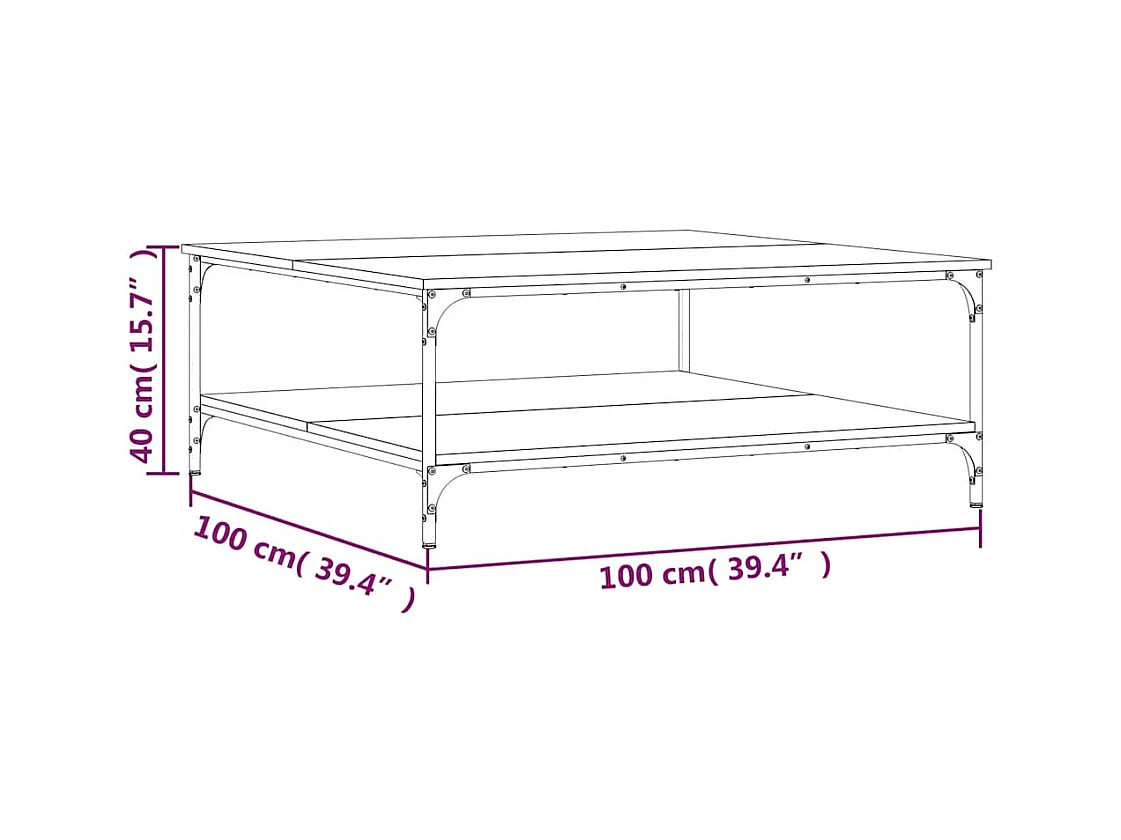 Tavolino Sonoma grigio 100x100x40 cm in legno ingegnerizzato