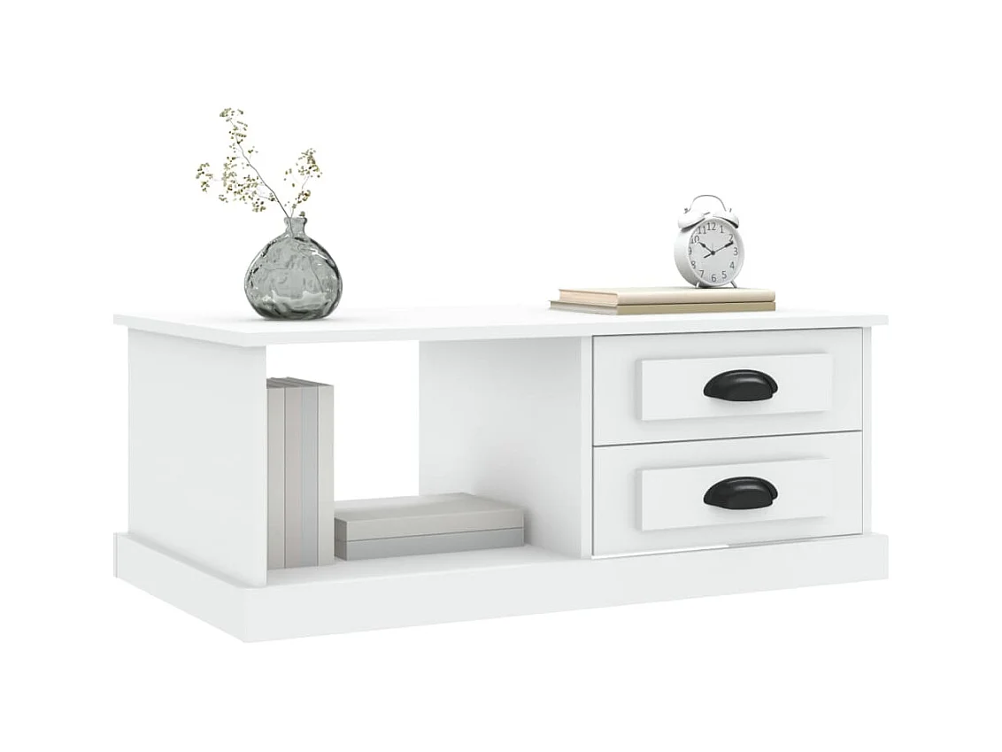 Table basse blanc 90x50x35 cm bois d'ingénierie