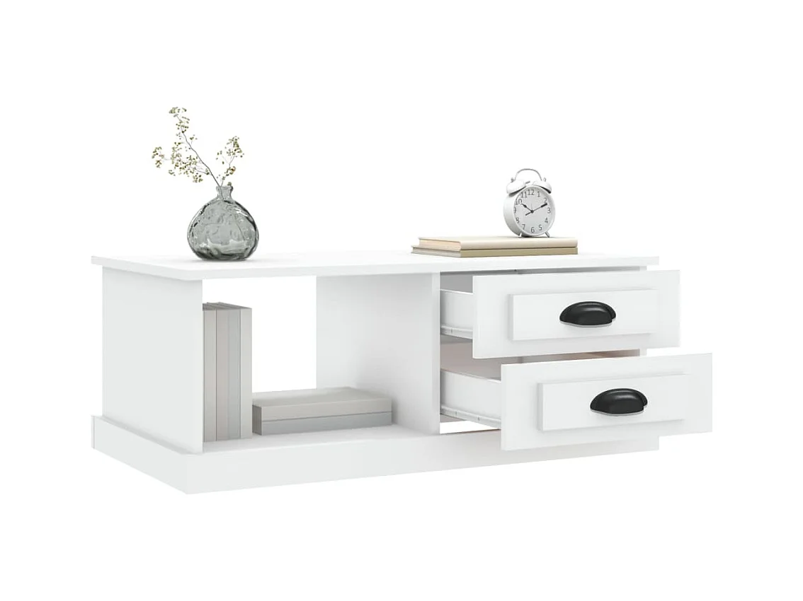 Table basse blanc 90x50x35 cm bois d'ingénierie