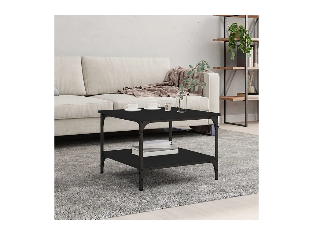 Zwarte salontafel 55x55x40 cm bewerkt hout