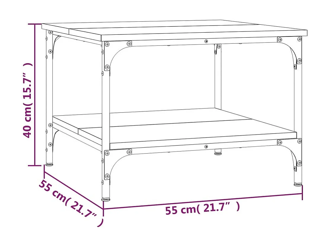 Zwarte salontafel 55x55x40 cm bewerkt hout