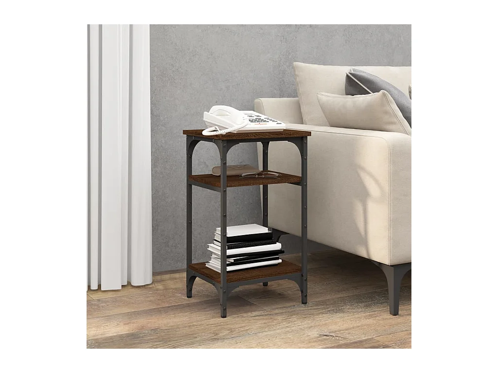 Bijzettafel Bruin eiken 35x30x60 cm Bewerkt hout