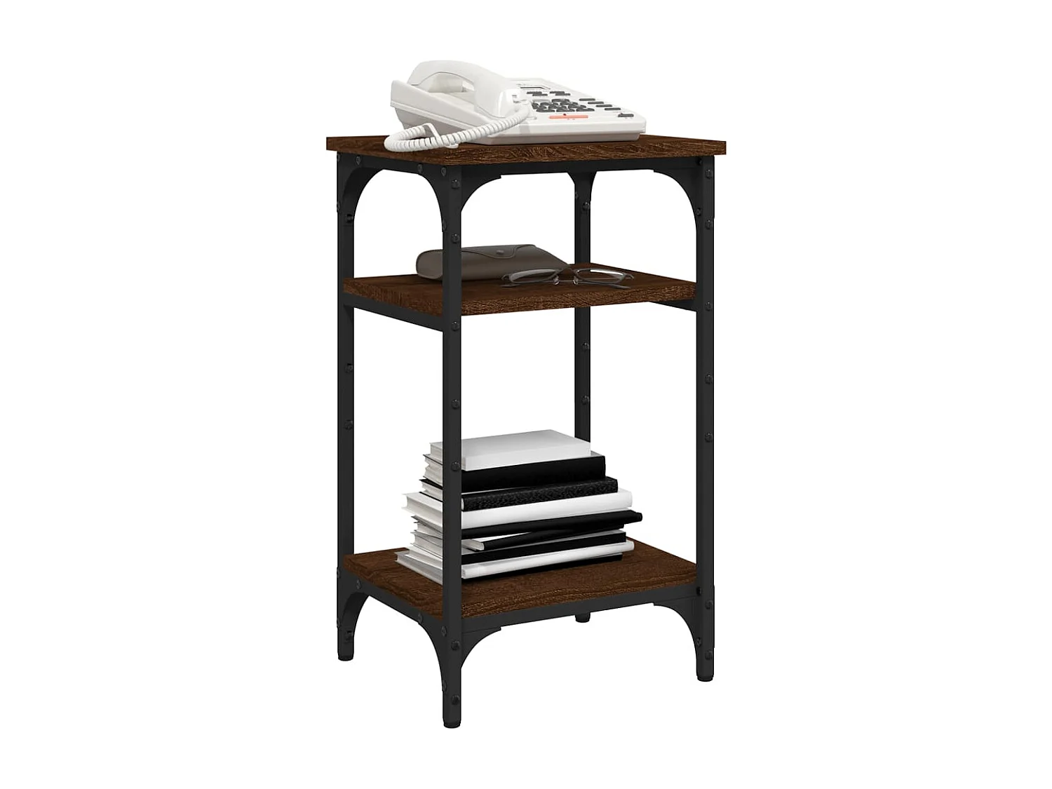 Bijzettafel Bruin eiken 35x30x60 cm Bewerkt hout