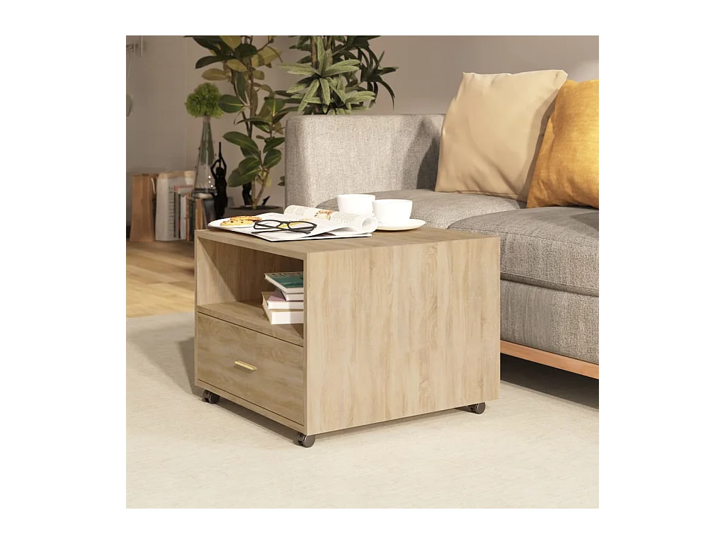 Table basse chêne sonoma 55x55x40 cm bois d'ingénierie