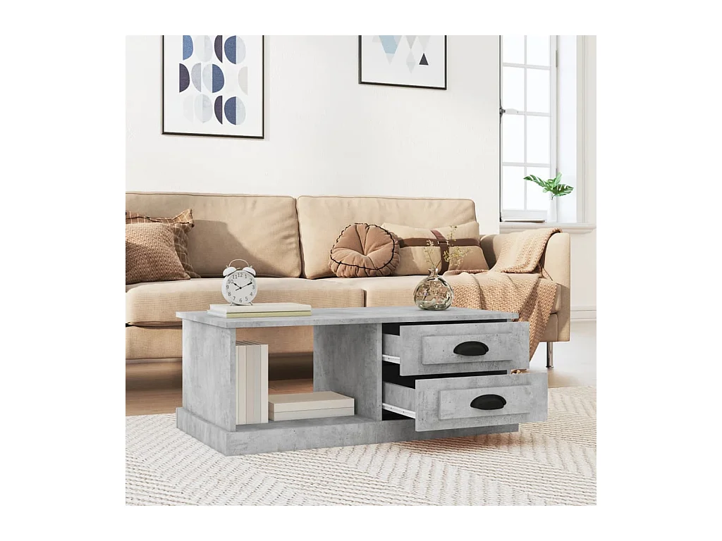 Table basse Gris béton 90x50x35 cm Bois d'ingénierie