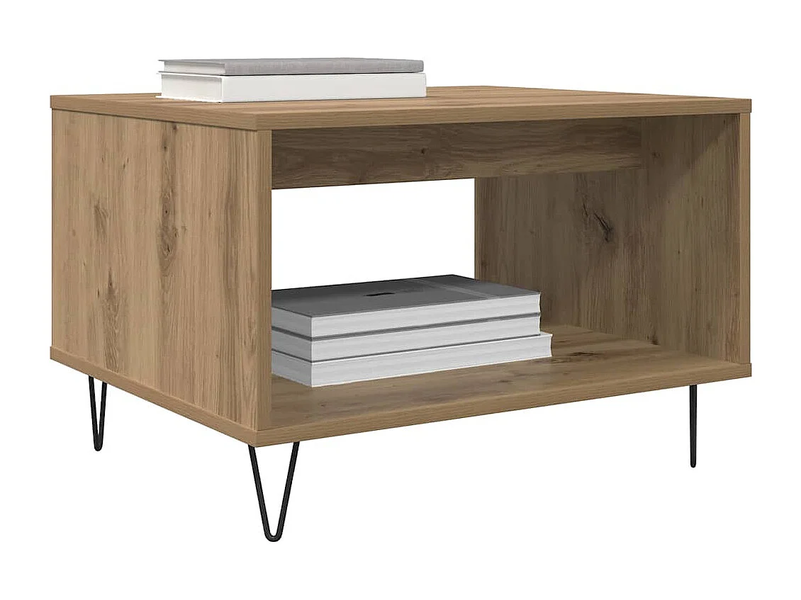 Table basse chêne artisanal 60 x 50 x 40 cm Bois d'ingénierie