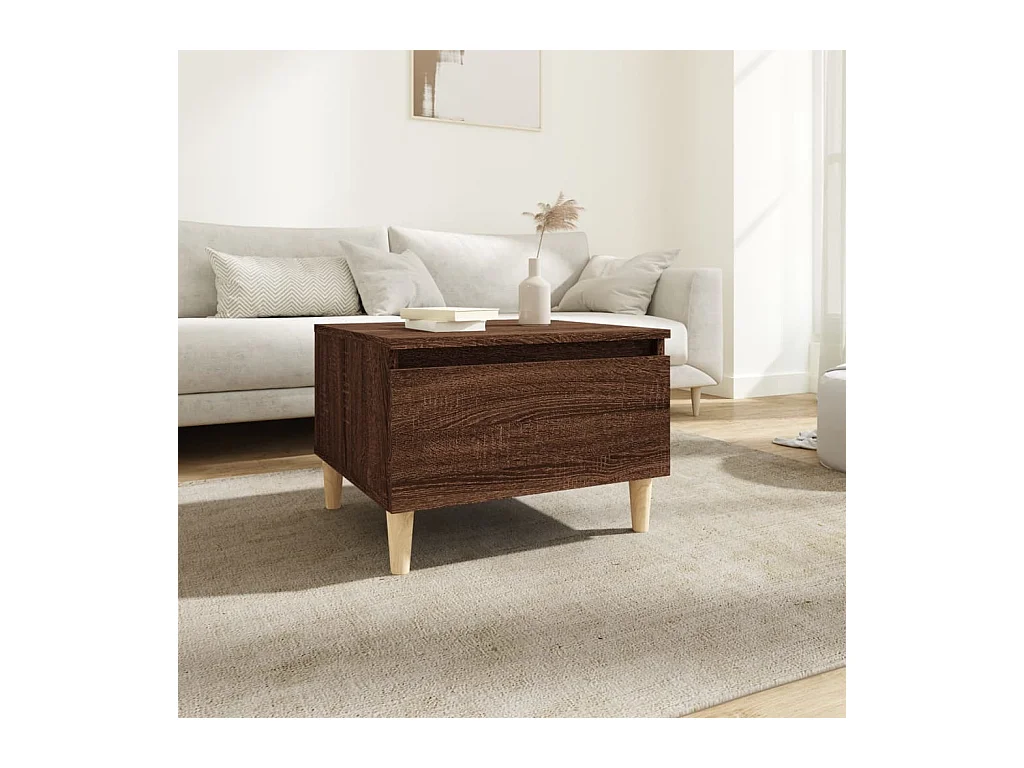 Tavolino laterale Rovere marrone 50x46x35 cm Legno ingegnerizzato