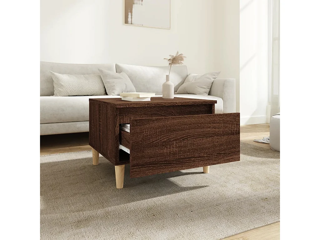 Tavolino laterale Rovere marrone 50x46x35 cm Legno ingegnerizzato