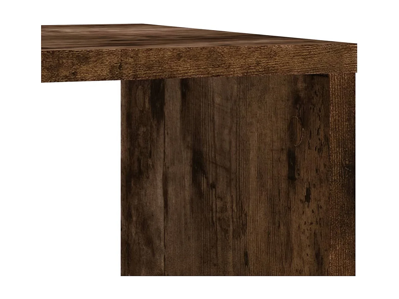 Tavolino laterale in legno ingegnerizzato color rovere affumicato con ruote