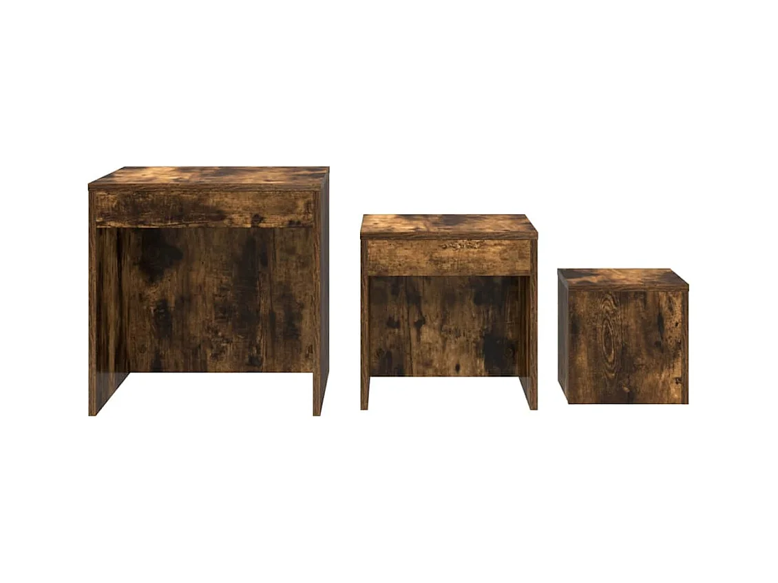 3-delige bijzettafels Gerookt eikenhout Technisch hout