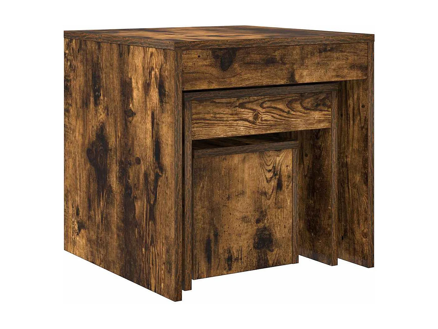 Tables gigognes 3 pcs Chêne fumé Bois d'ingénierie