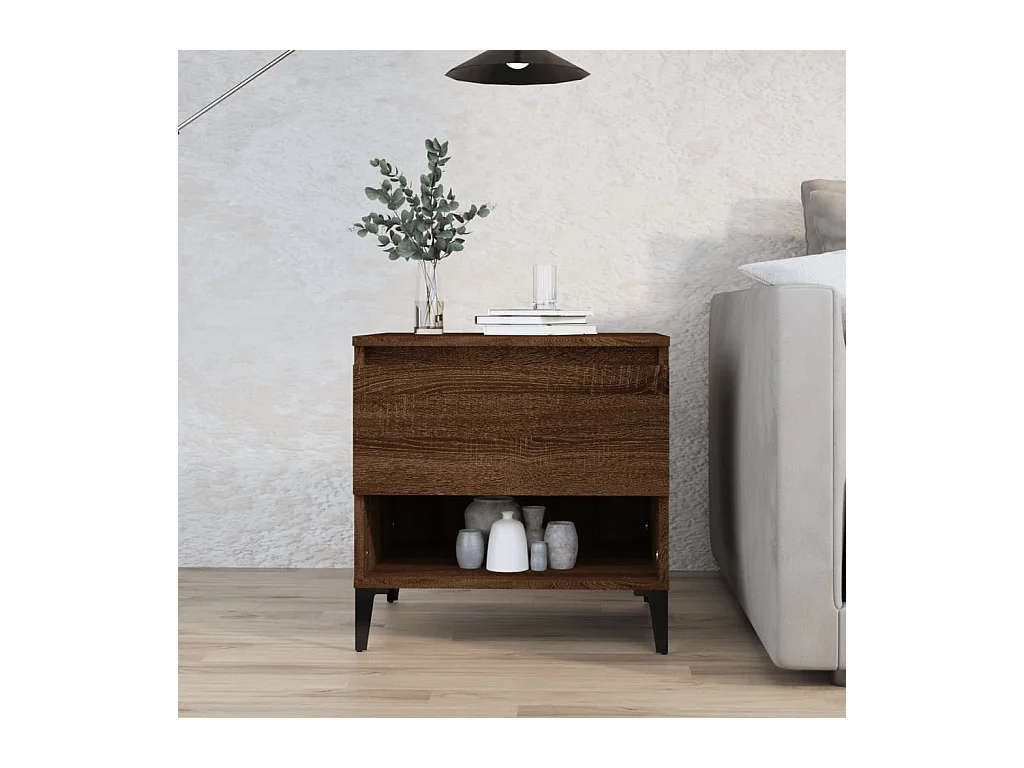 Bijzettafel Bruin eiken 50x46x50 cm Bewerkt hout