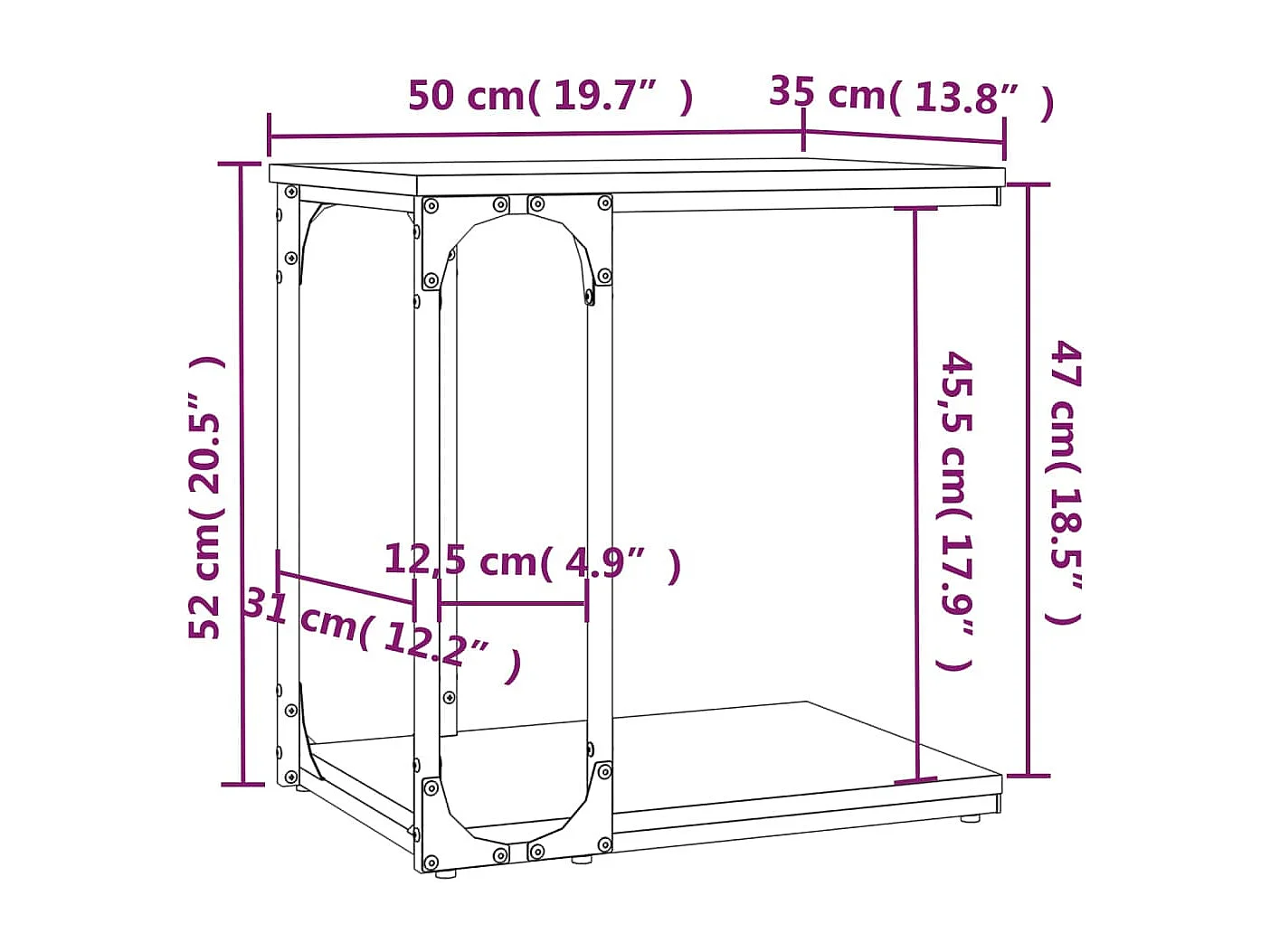 Mesa auxiliar de roble Sonoma 50x35x52 cm Madera de ingeniería