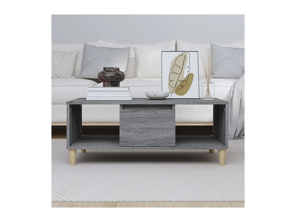 Tavolino da caffè Sonoma grigio 90x50x36,5 cm in legno ingegnerizzato