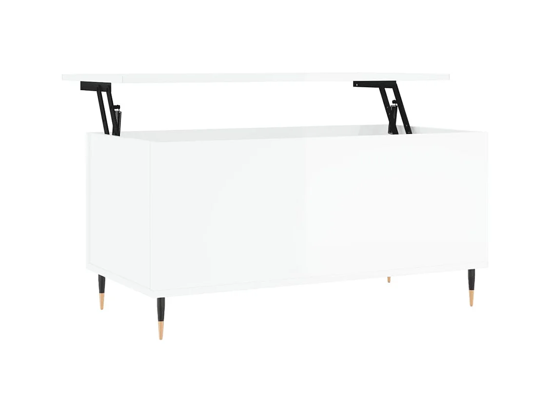 Tavolino da caffè Bianco lucido 90x44,5x45 cm Legno ingegnerizzato