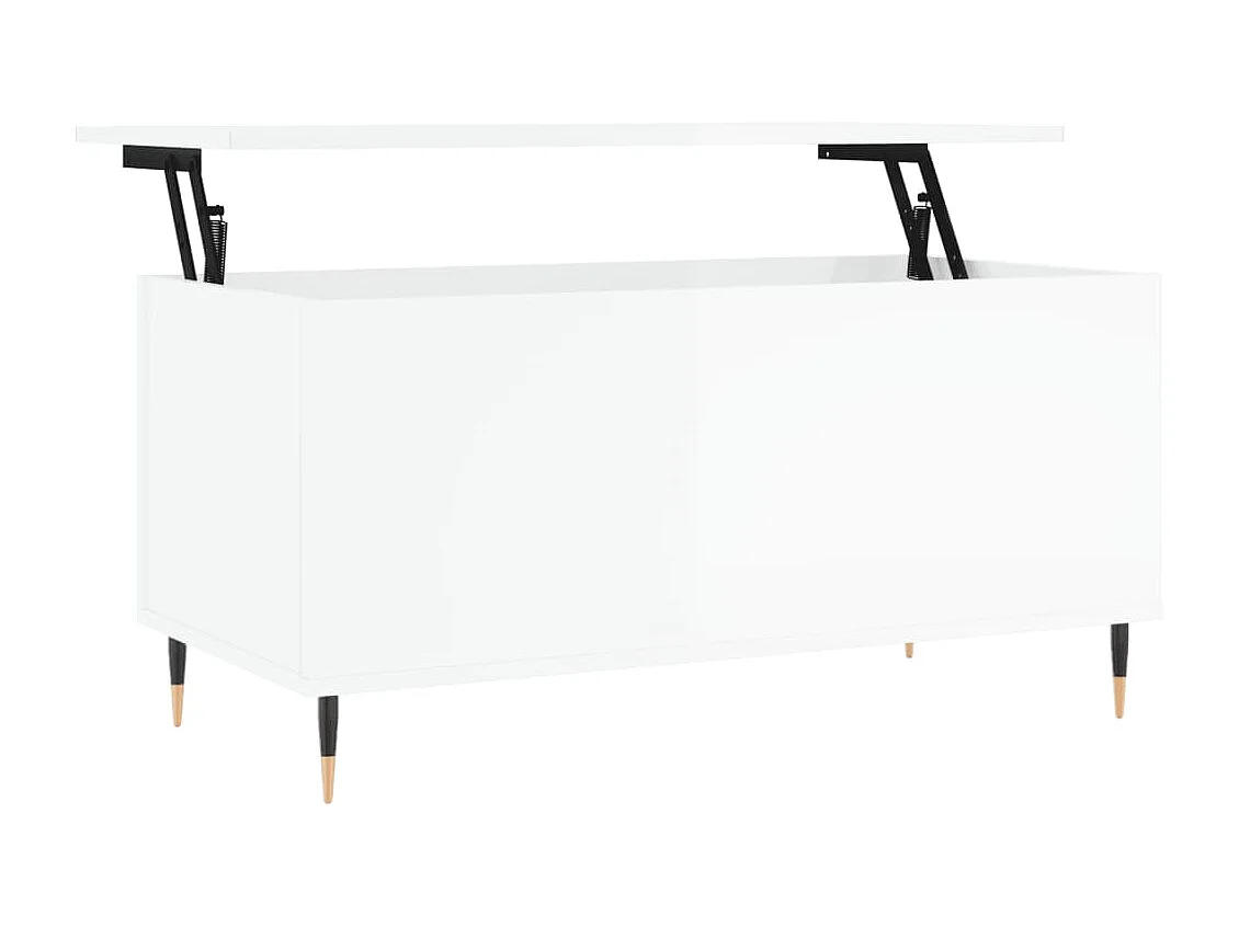 Mesa de centro Blanco brillo 90x44,5x45 cm Madera de ingeniería