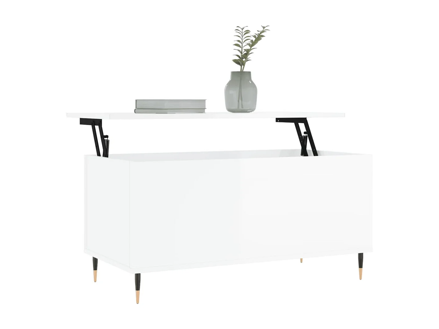 Mesa de centro Blanco brillo 90x44,5x45 cm Madera de ingeniería