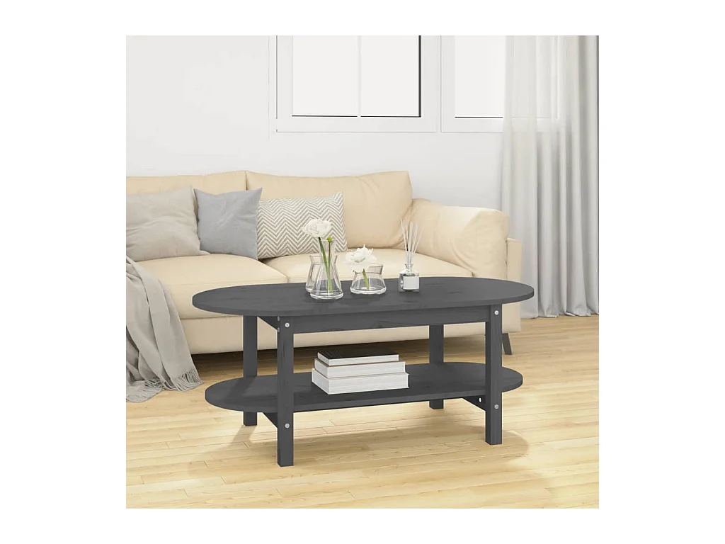Table basse Gris 110x55x45 cm Bois massif de pin