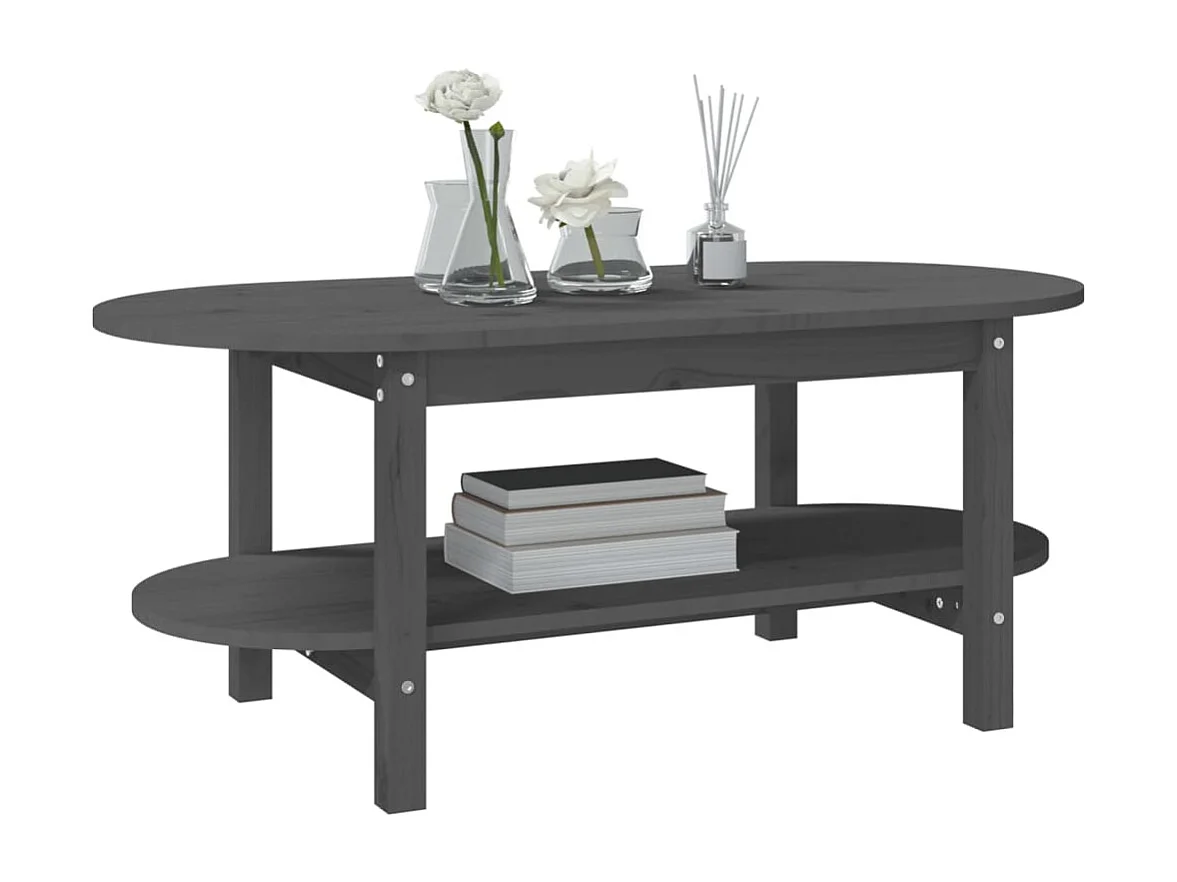 Table basse Gris 110x55x45 cm Bois massif de pin