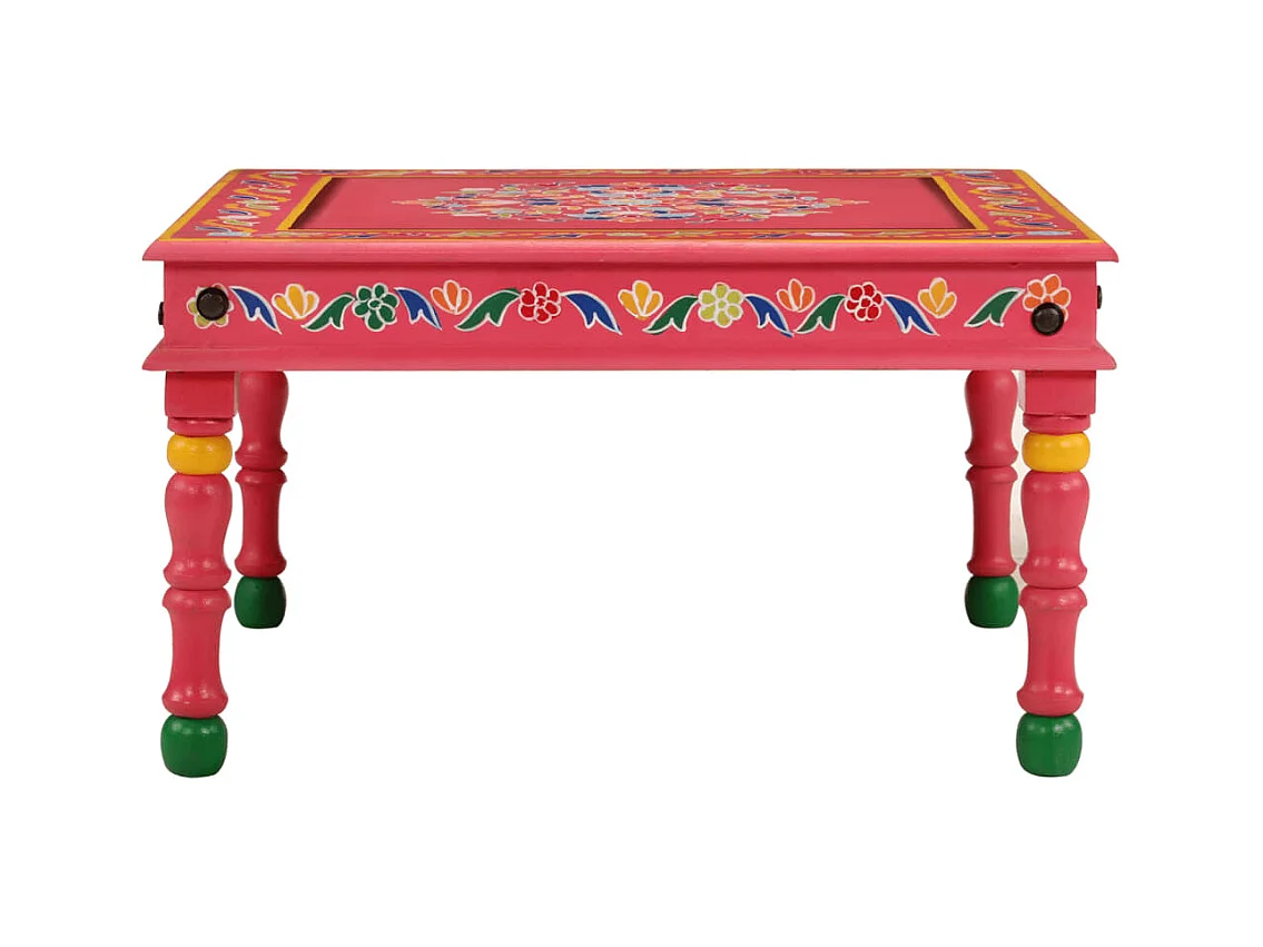 Table basse rose bois de manguier massif peint à la main