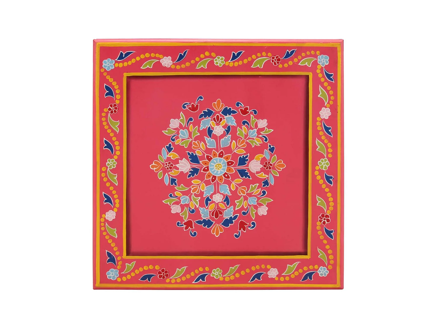 Roze salontafel van massief mangohout, handbeschilderd