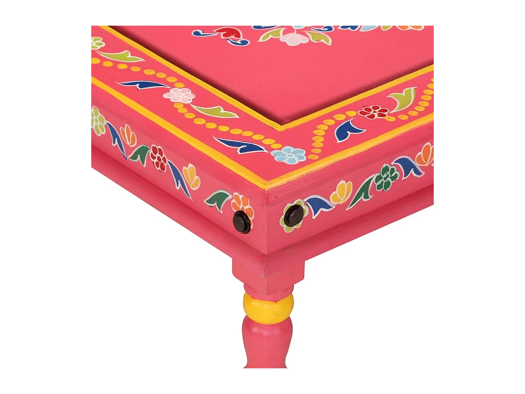 Roze salontafel van massief mangohout, handbeschilderd