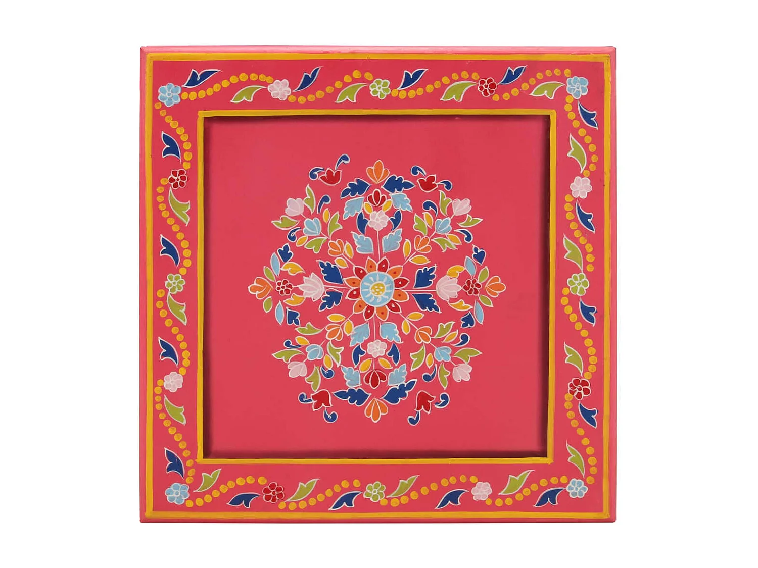 Roze salontafel van massief mangohout, handbeschilderd