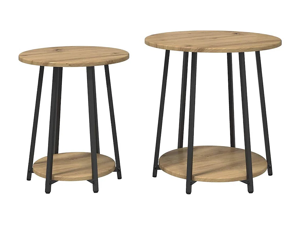 Ensemble de tables d'appoint 2 pcs Chêne artisanal et noir