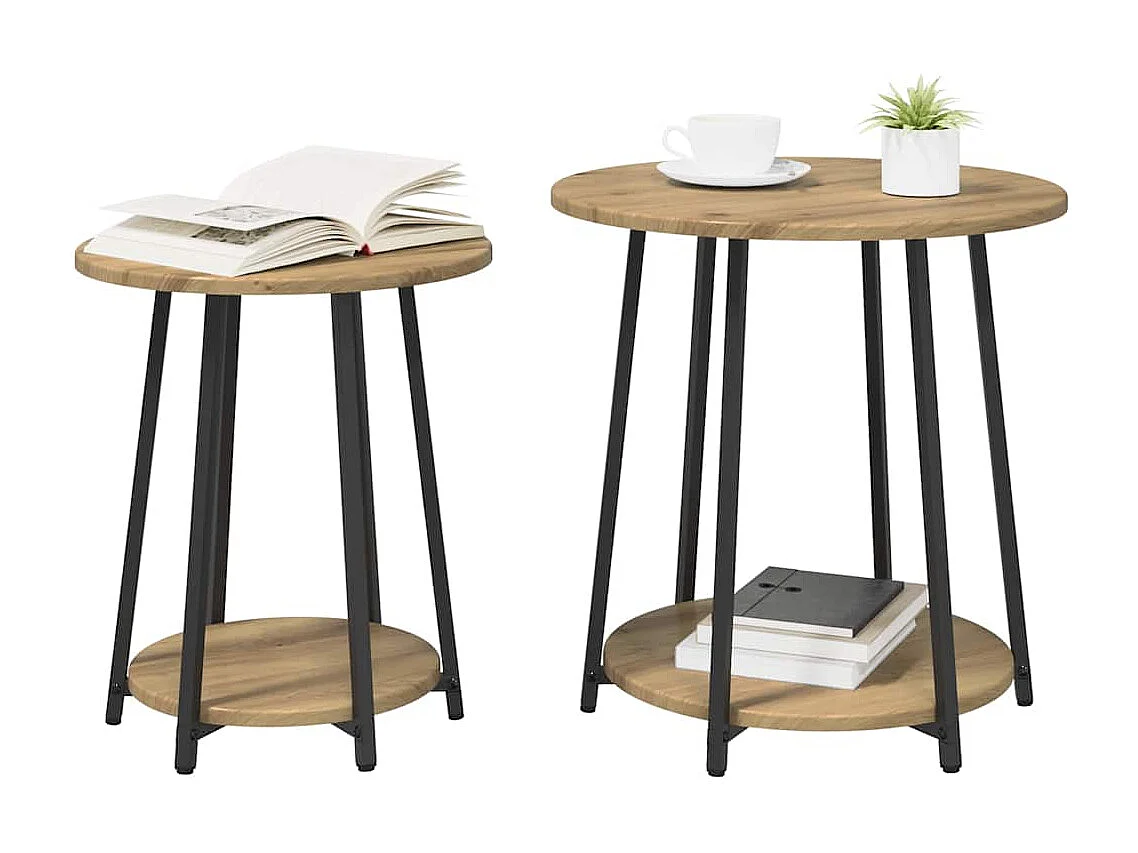Ensemble de tables d'appoint 2 pcs Chêne artisanal et noir
