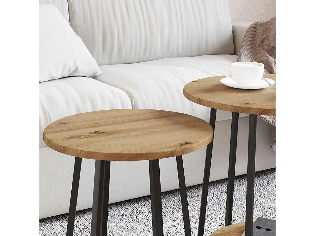 Ensemble de tables d'appoint 2 pcs Chêne artisanal et noir