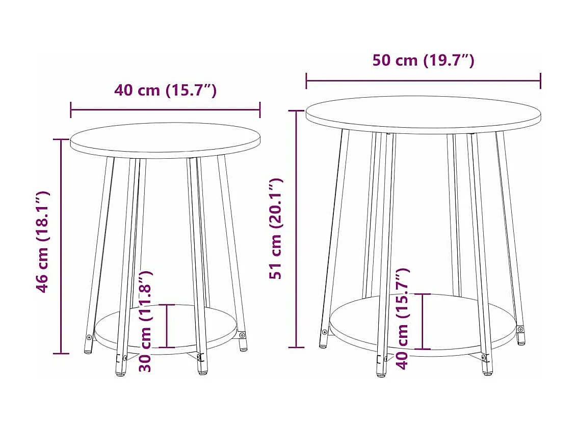 Ensemble de tables d'appoint 2 pcs Chêne artisanal et noir